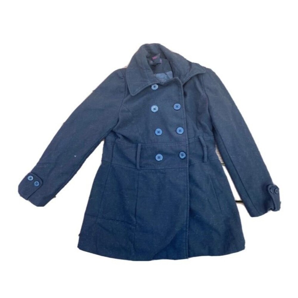 Neu Look Peacoat Black Wool Blend Buttons Womens Size Large
